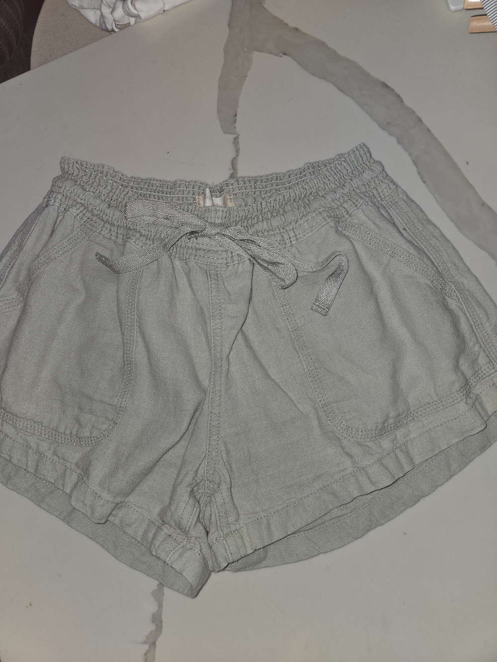 Women’s Drawstring Linen Casual Shorts - Light Khaki Green